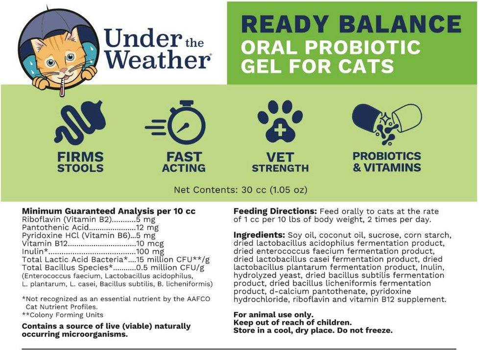 Under the Weather Ready Balance Probiotic For Cat - 30cc Syringe - Maokids Pet