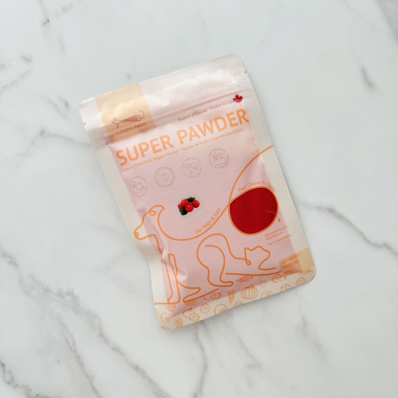 Loopypaws Super Pawder For Dog & Cat - Cranberry - 40g