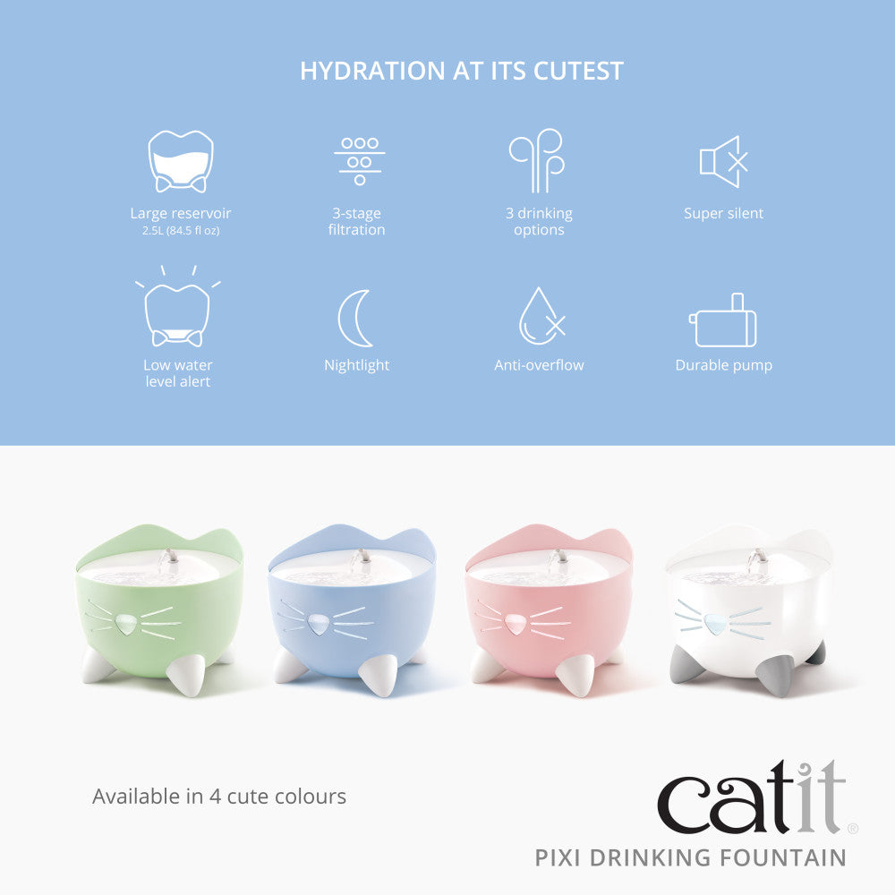 Catit PIXI Stainless Steel Fountain - White - Maokids Pet