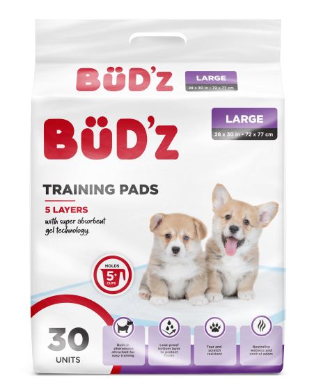 Bud'Z Puppy Pads 28"x30" (72x77cm) Dog - Maokids Pet