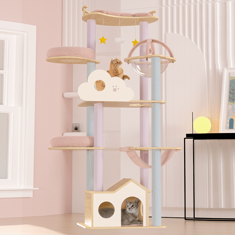 Dreamland Wooden Cat Tree – Pink