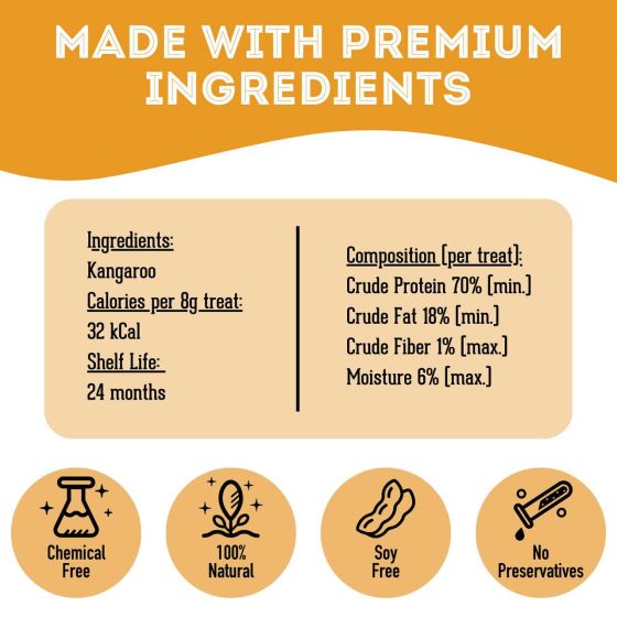 Granville G'Day Mate! Premium Dehydrated Kangaroo Treats For Cat & Dog - 85g - Maokids Pet