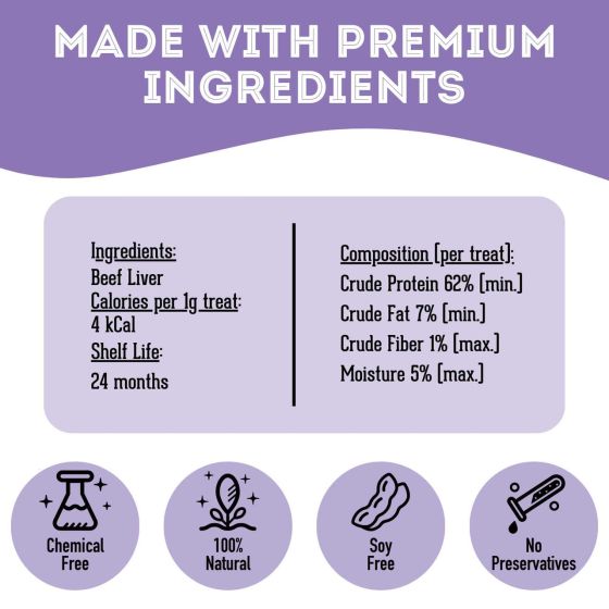 Granville Iron Man! Premium Freeze Dried Beef Liver Treats For Cat & Dog - 50g - Maokids Pet