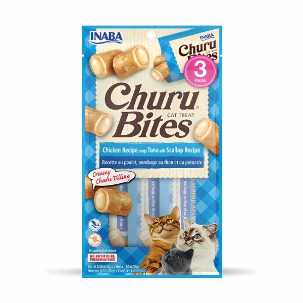 Inaba Churu Bites Cat Treats - Chicken with Tuna and Scallop Recipe - Maokids Pet