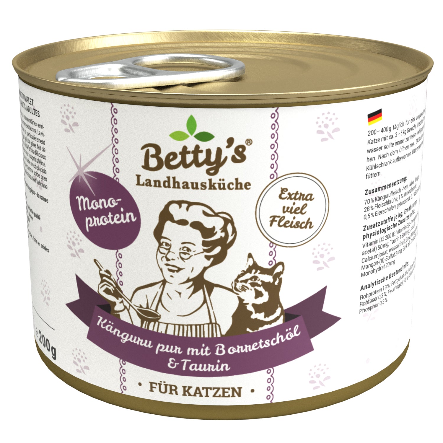 Betty's Country Kitchen Cat Wet Food - Kangaroo Pure & Borage Oil