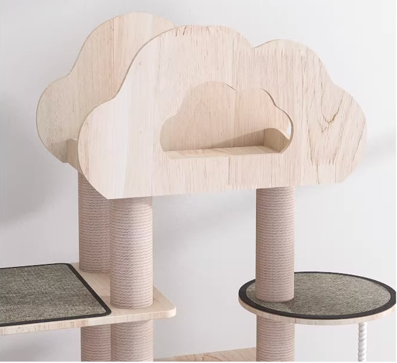 MengZhu Solid Wood Large Cloudy Cat Tree - Maokids Pet