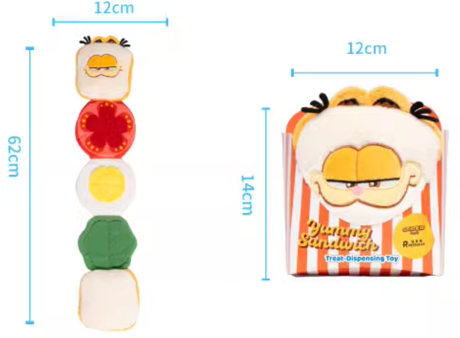 Petsville Garfield Sniffing Sandwich Interactive Dog Toy - Maokids Pet