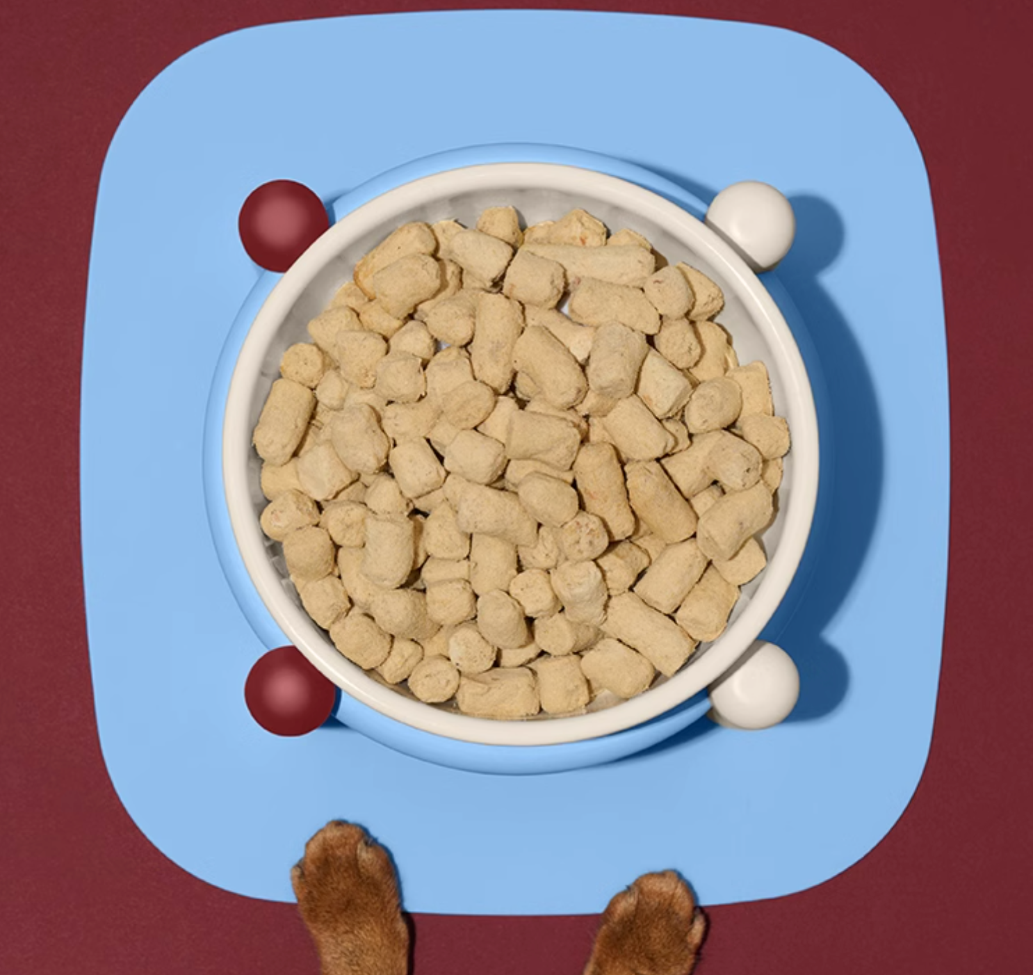 Vetreska Mist Merlot Ceramic Pet Bowl + Stand + Silicone Placemat Set - Maokids Pet