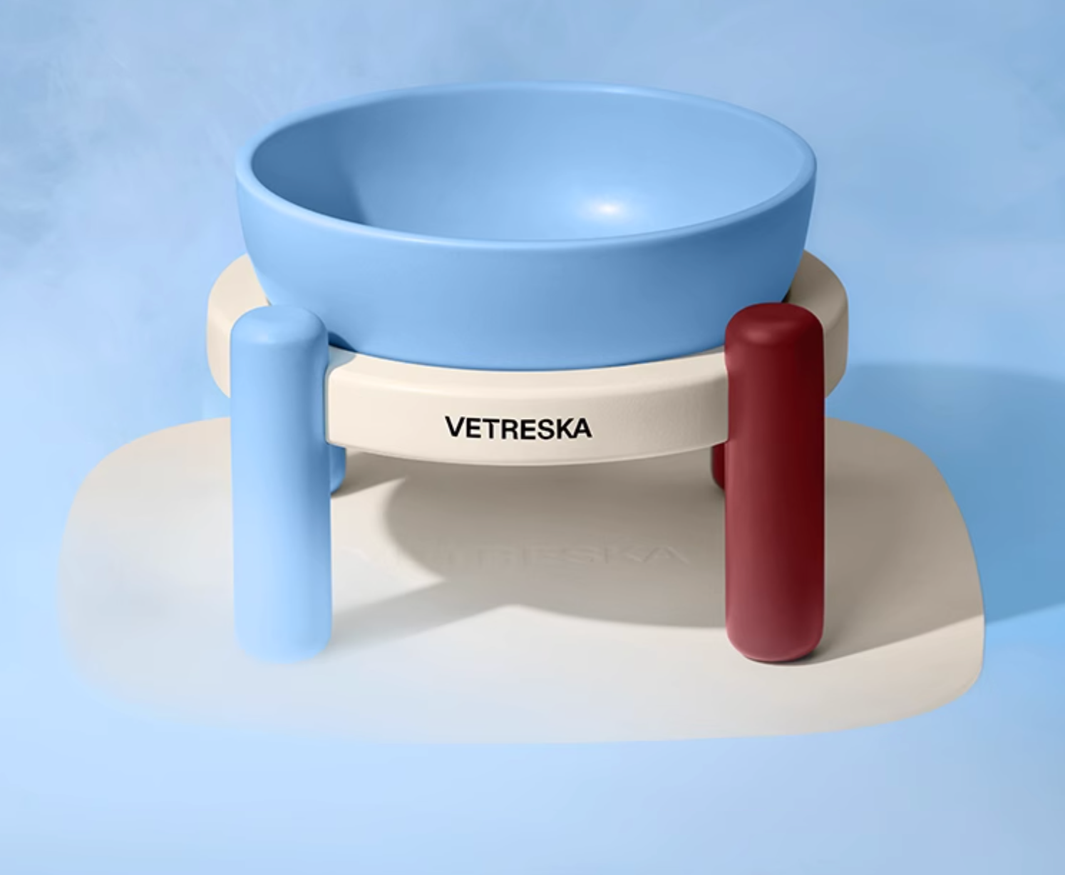 Vetreska Mist Merlot Ceramic Pet Bowl + Stand + Silicone Placemat Set - Maokids Pet