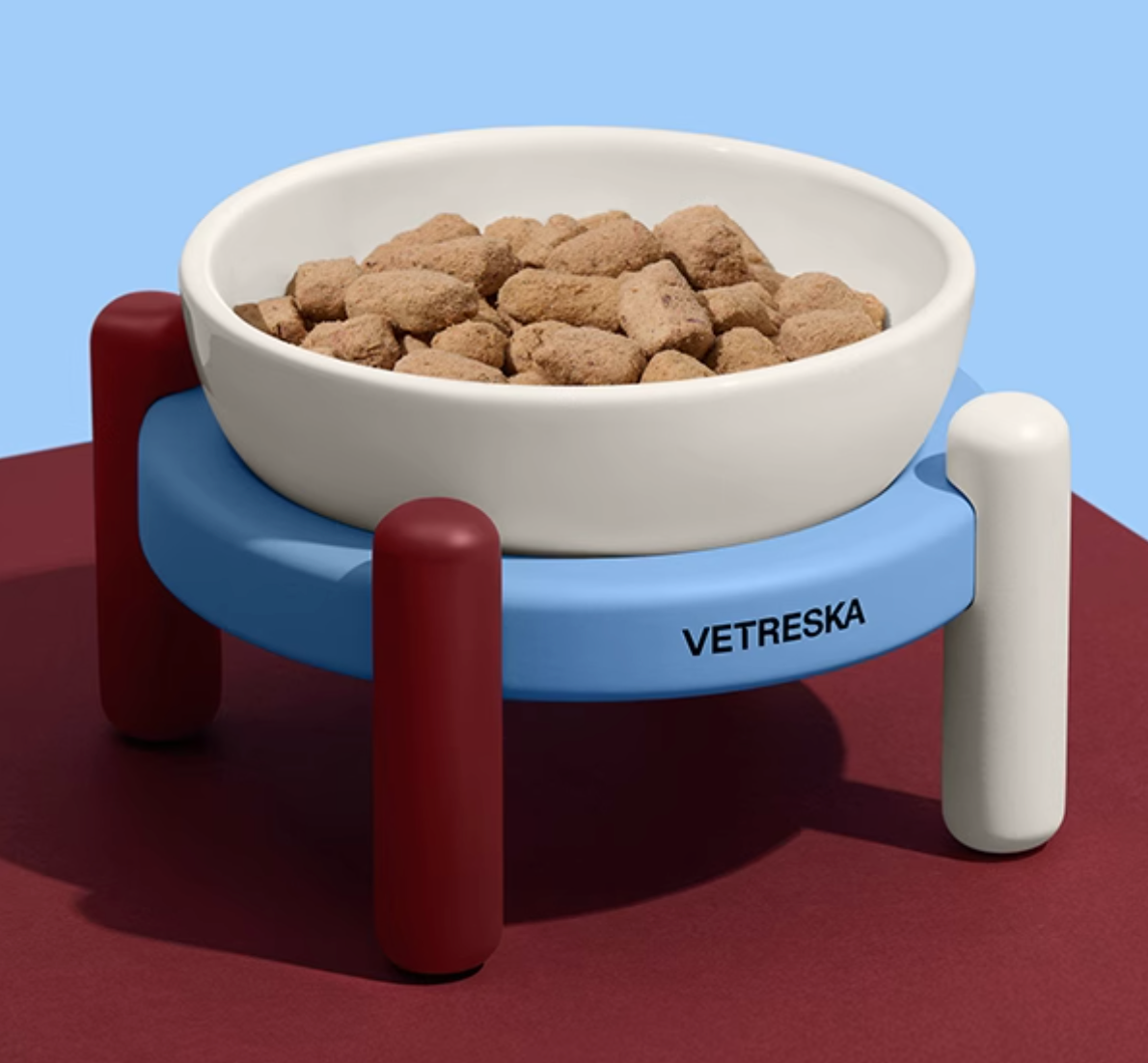 Vetreska Mist Merlot Ceramic Pet Bowl + Stand + Silicone Placemat Set - Maokids Pet