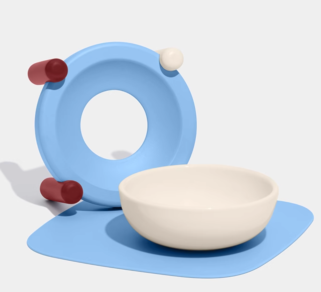 Vetreska Mist Merlot Ceramic Pet Bowl + Stand + Silicone Placemat Set - Maokids Pet