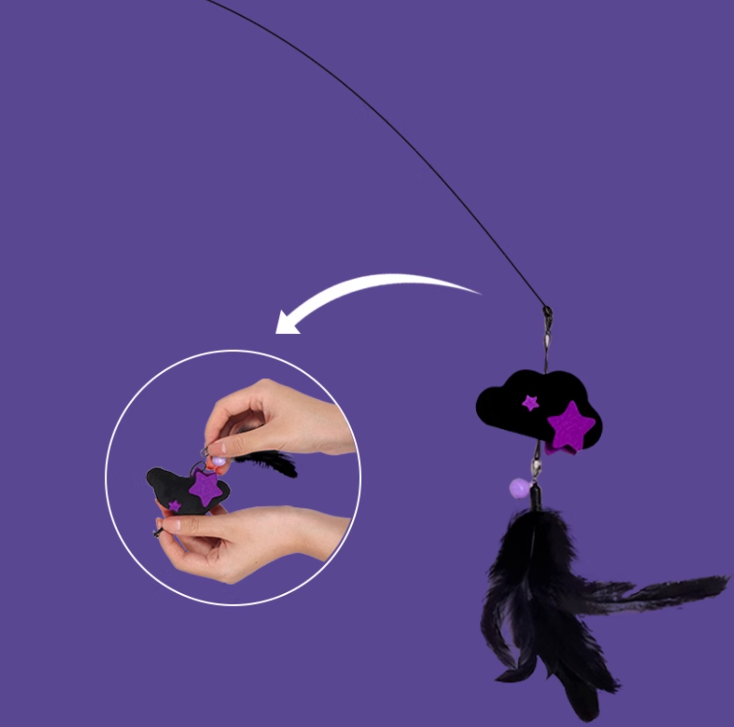Luuks Up Weather Series Feather Teaser Wand For Cat - Maokids Pet