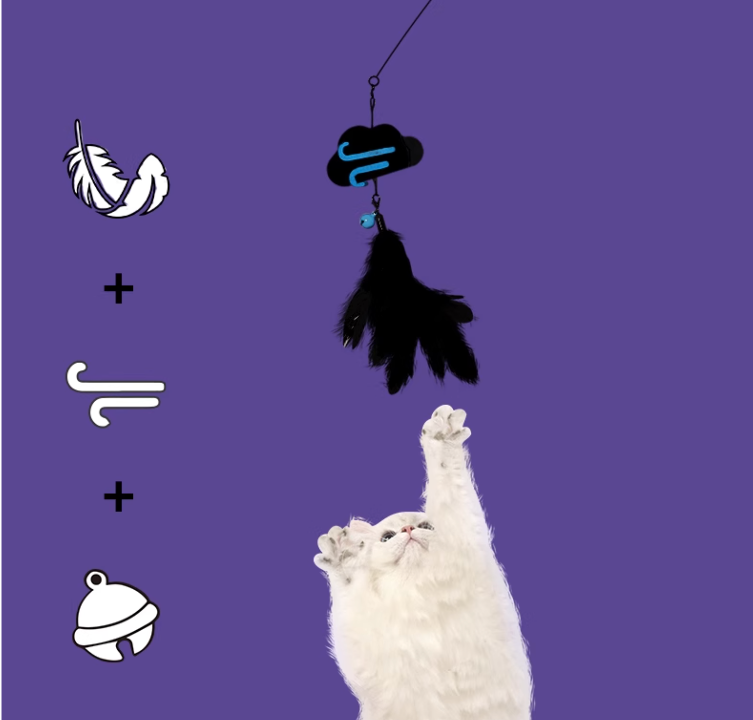 Luuks Up Weather Series Feather Teaser Wand For Cat - Maokids Pet