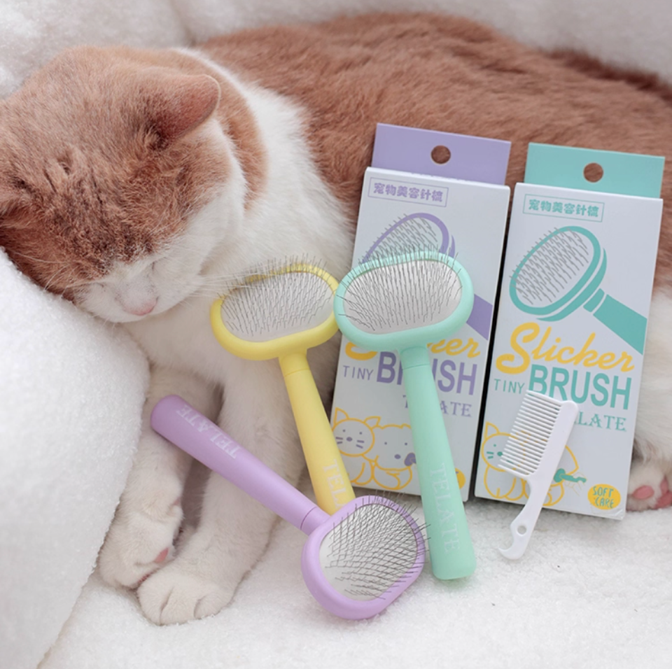 Telate Macaron Mini Pet Brush - Gentle Detangling & Daily Grooming