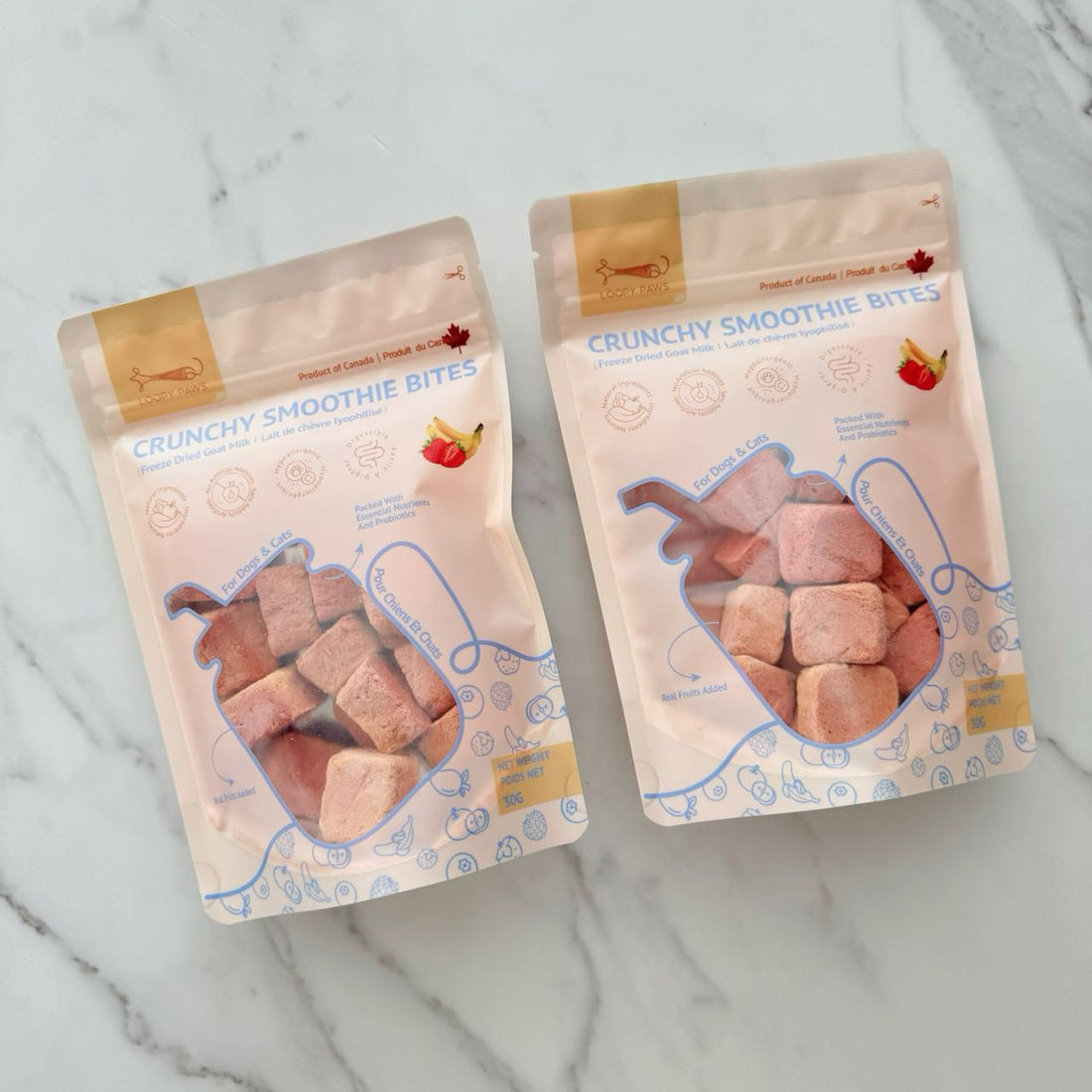 Loopypaws Crunchy Smoothie Bites - Strawberry & Banana - 30g