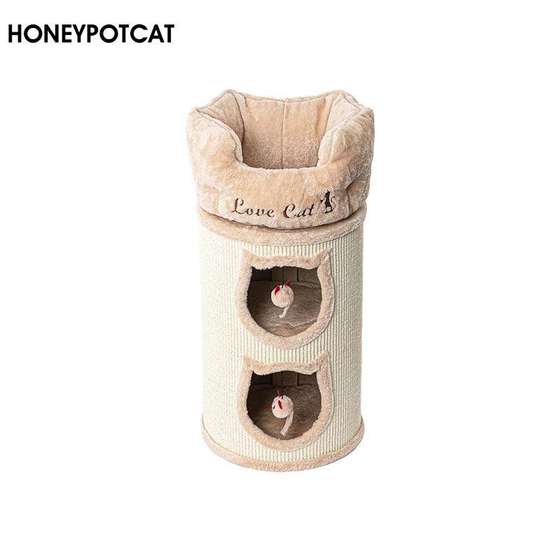 Honeypot Sisal Barrel Double-Layer Cat House - Maokids Pet