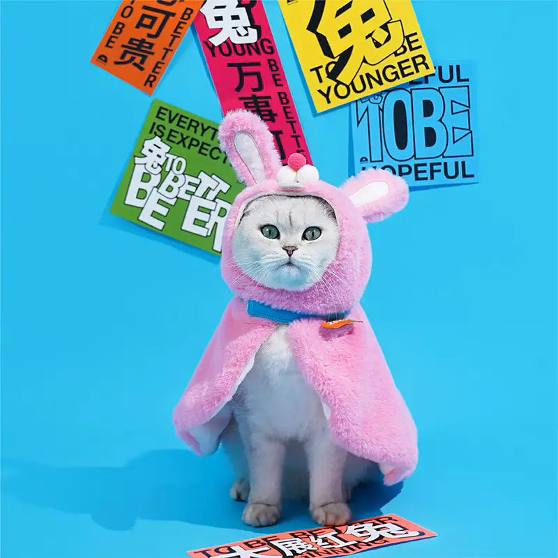 Zeze Fluffy Rabbit-Shaped Pet Cape - Maokids Pet