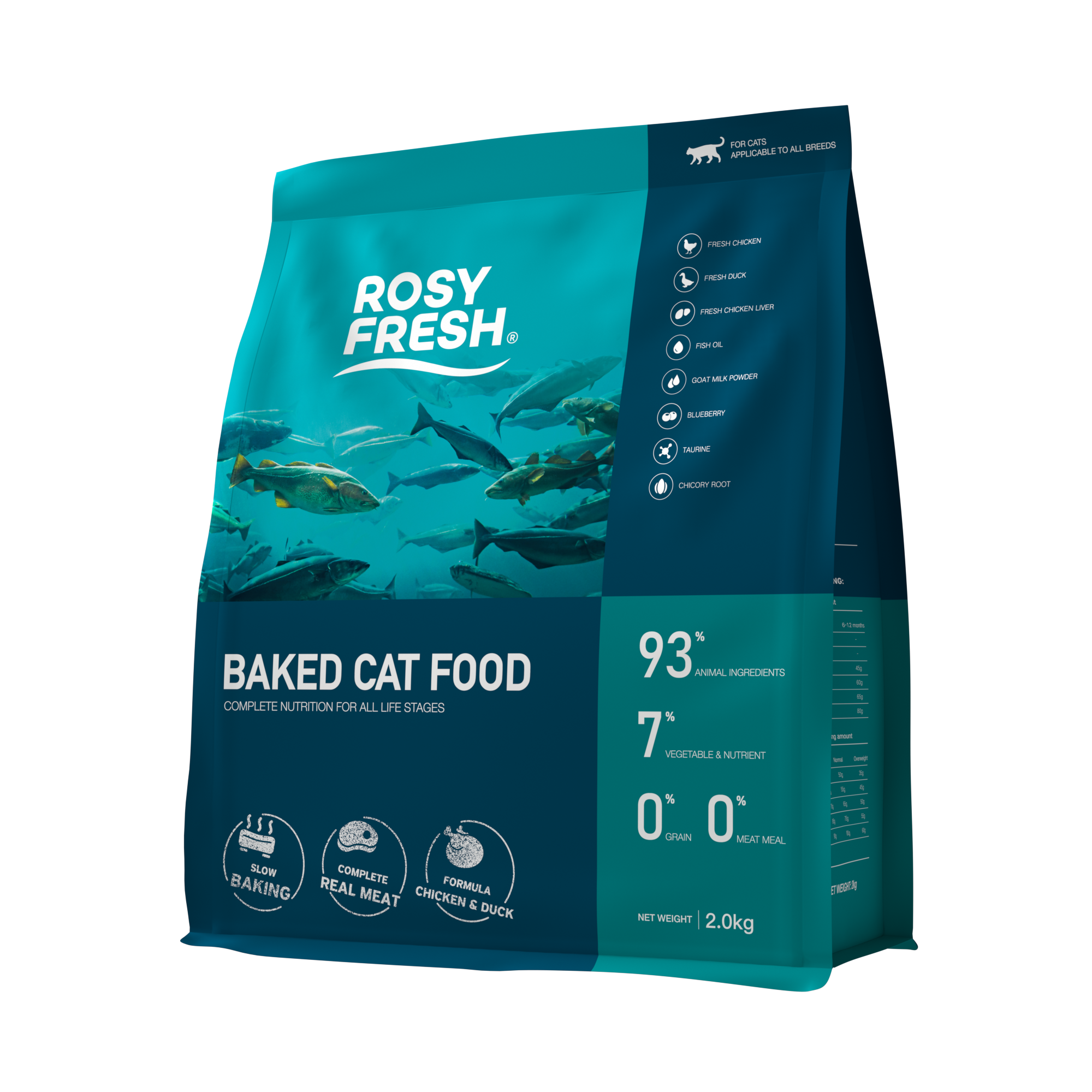 Rosy Fresh Chicken & Duck Recipe All Life Stage Baked Cat Dry Food - 2 kg/Bag