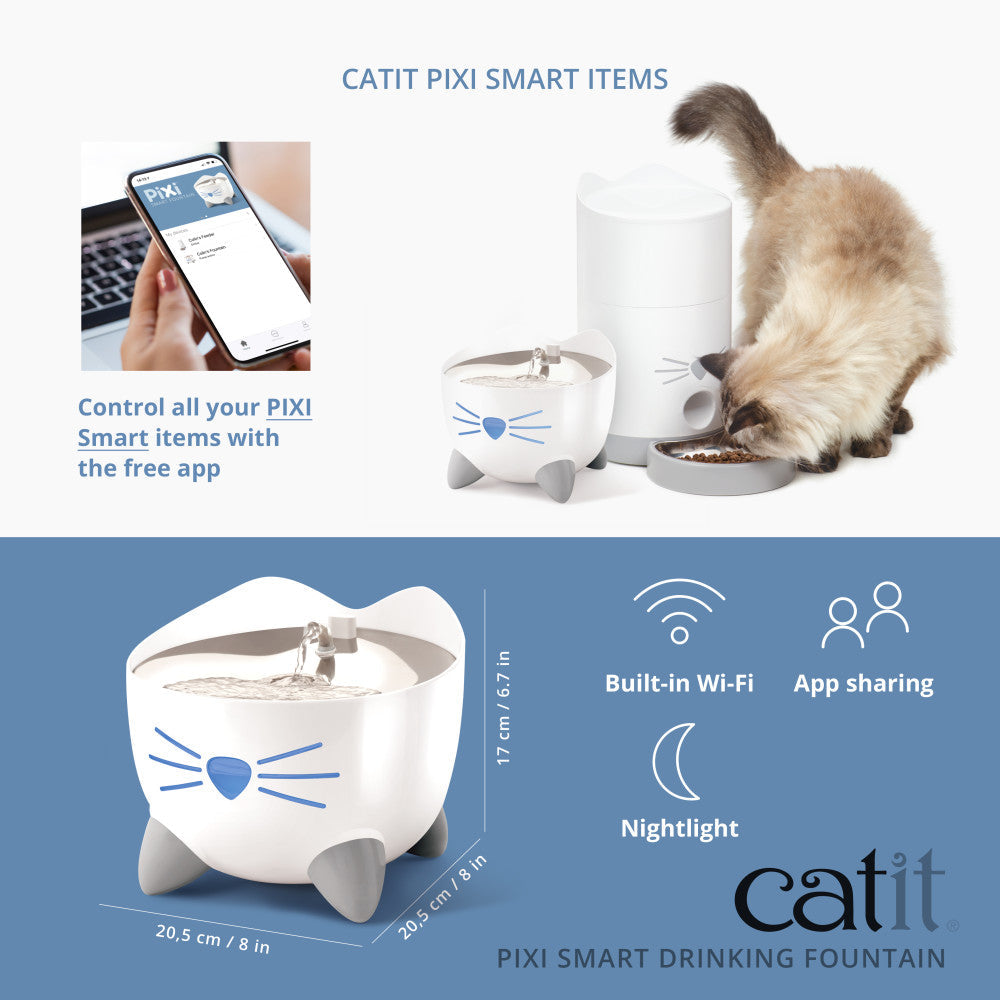 Catit PIXI Smart Drinking Fountain with Remote Control App - Maokids Pet