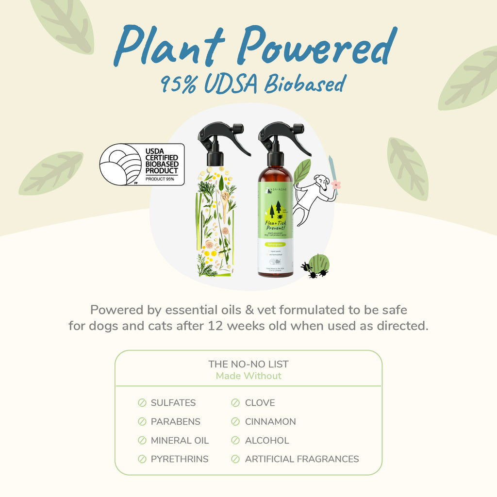 Kin + Kind Flea & Tick Protect Spray For Cat & Dog - Lemongrass - Maokids Pet