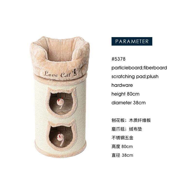 Honeypot Sisal Barrel Double-Layer Cat House - Maokids Pet