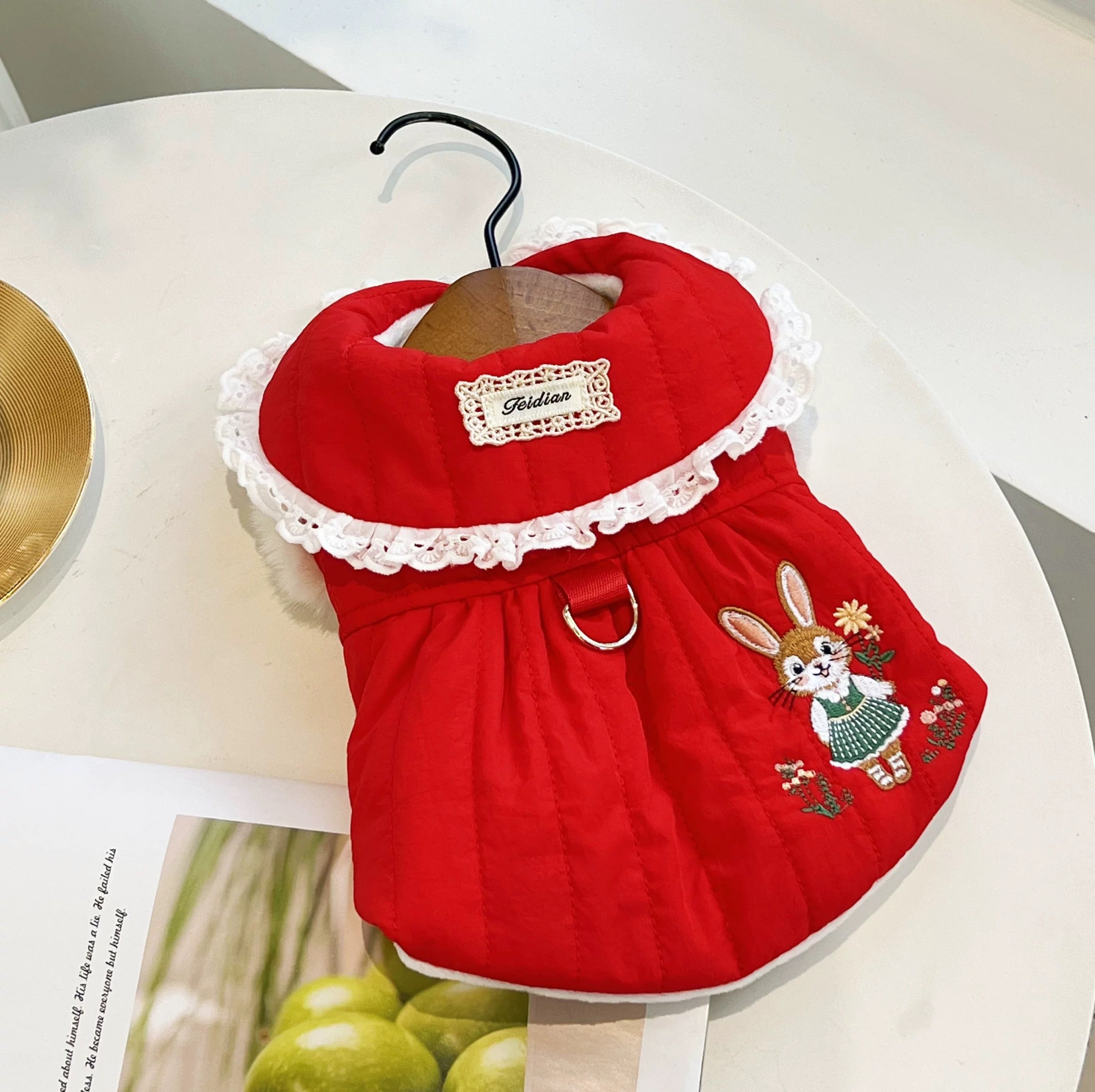 Rabbit Embroidery & Doll Collar Cotton Coat For Dog & Cat - Maokids Pet
