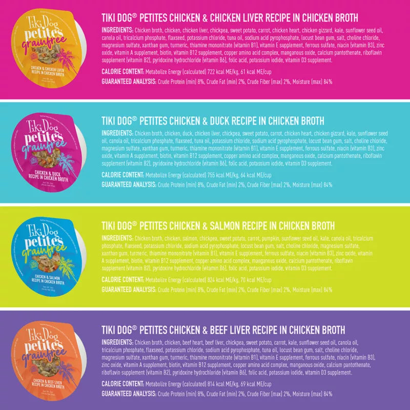 Tiki Dog Aloha Petites All Life Stage Wet Dog Food - Variety Pack, 10 Count - Maokids Pet