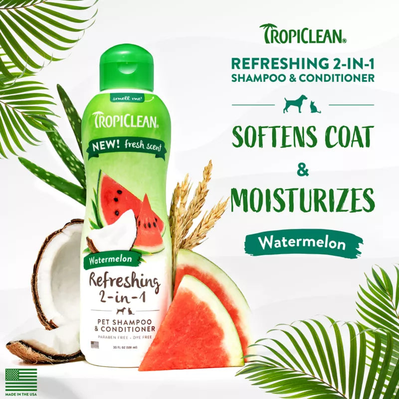 TropiClean Watermelon Refreshing 2-in-1 Shampoo&Conditioner - Maokids Pet