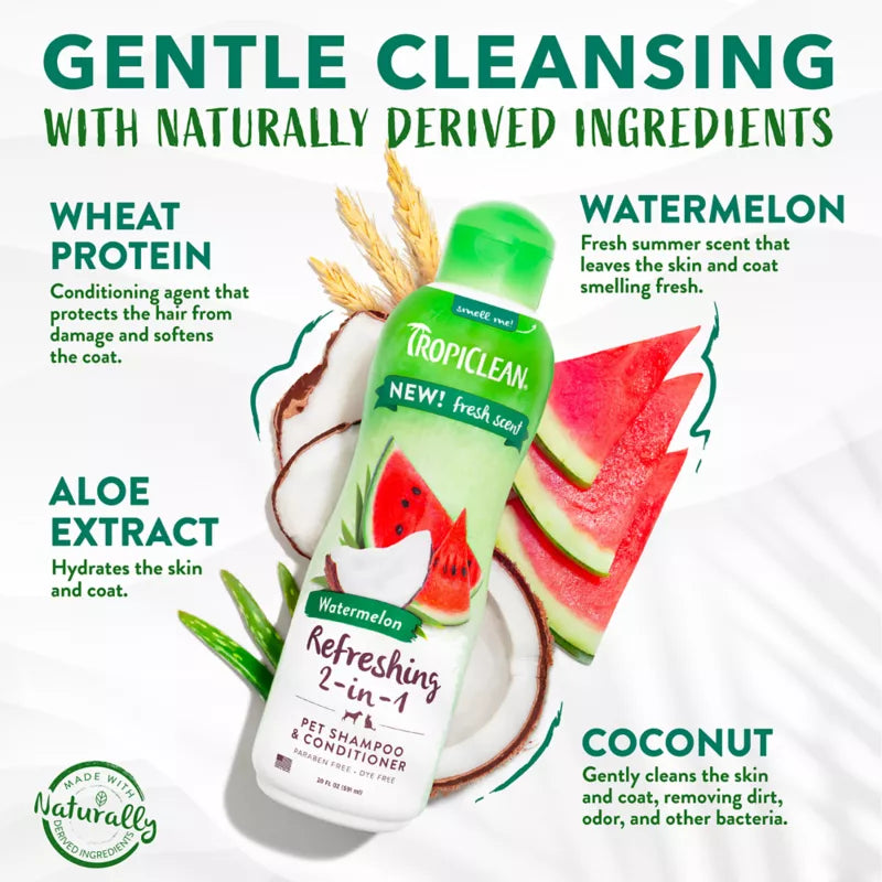 TropiClean Watermelon Refreshing 2-in-1 Shampoo&Conditioner - Maokids Pet