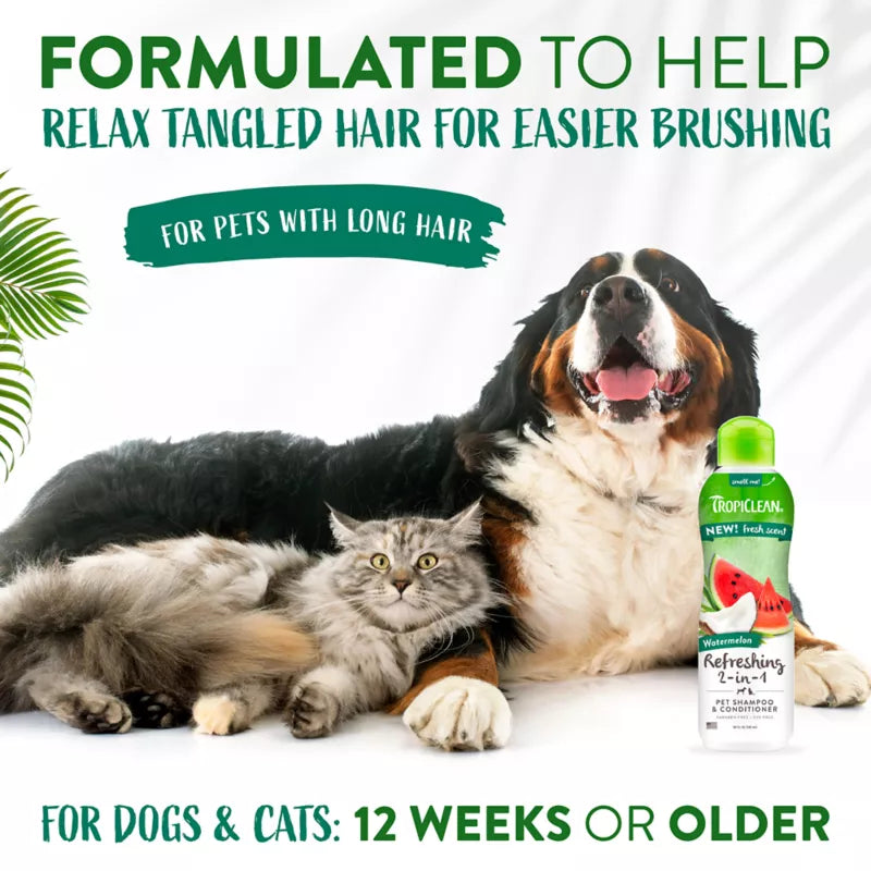 TropiClean Watermelon Refreshing 2-in-1 Shampoo&Conditioner - Maokids Pet