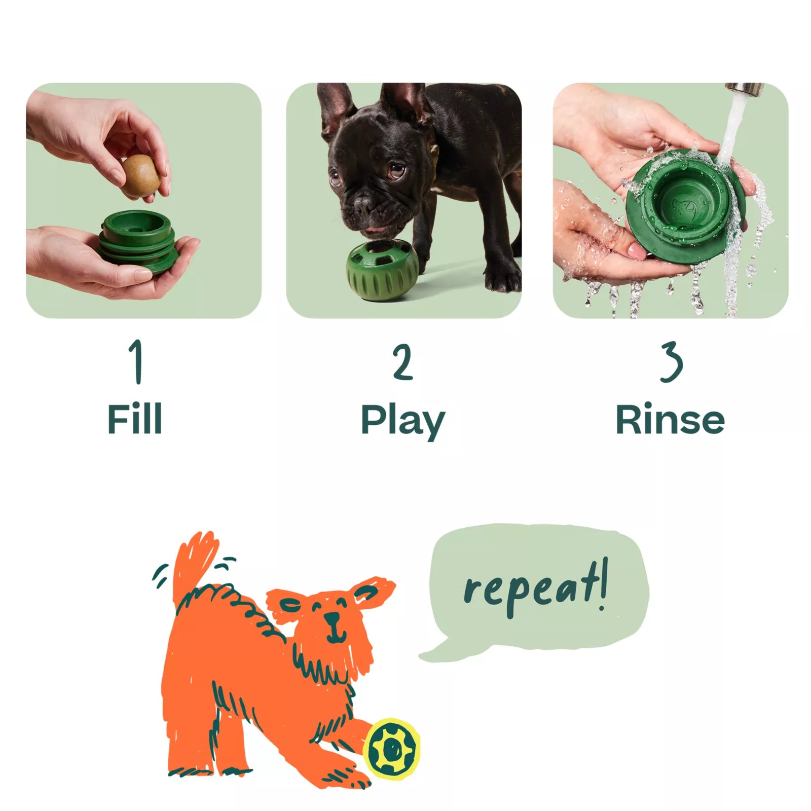 WOOF Pupsicle Treat Dispensing Dog Toy - Forest Green