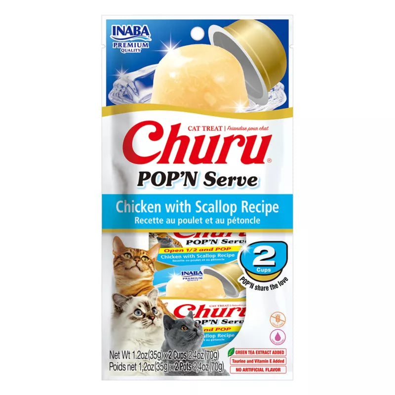 Inaba Churu POP'N Serve Cat Treat - Chicken & Scallop - Maokids Pet