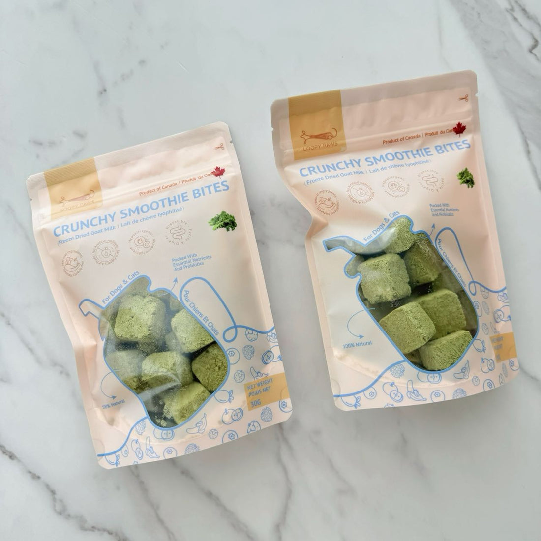 Loopypaws Crunchy Smoothie Bites For Cat & Dog - Kale 30g