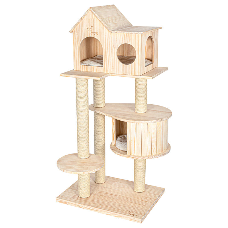 Honeypot Solid Wood Cat Tree - 143cm - Maokids Pet