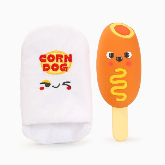 HugSmart Fuzzy Friends Food Party Dog Toy - Corn Dog