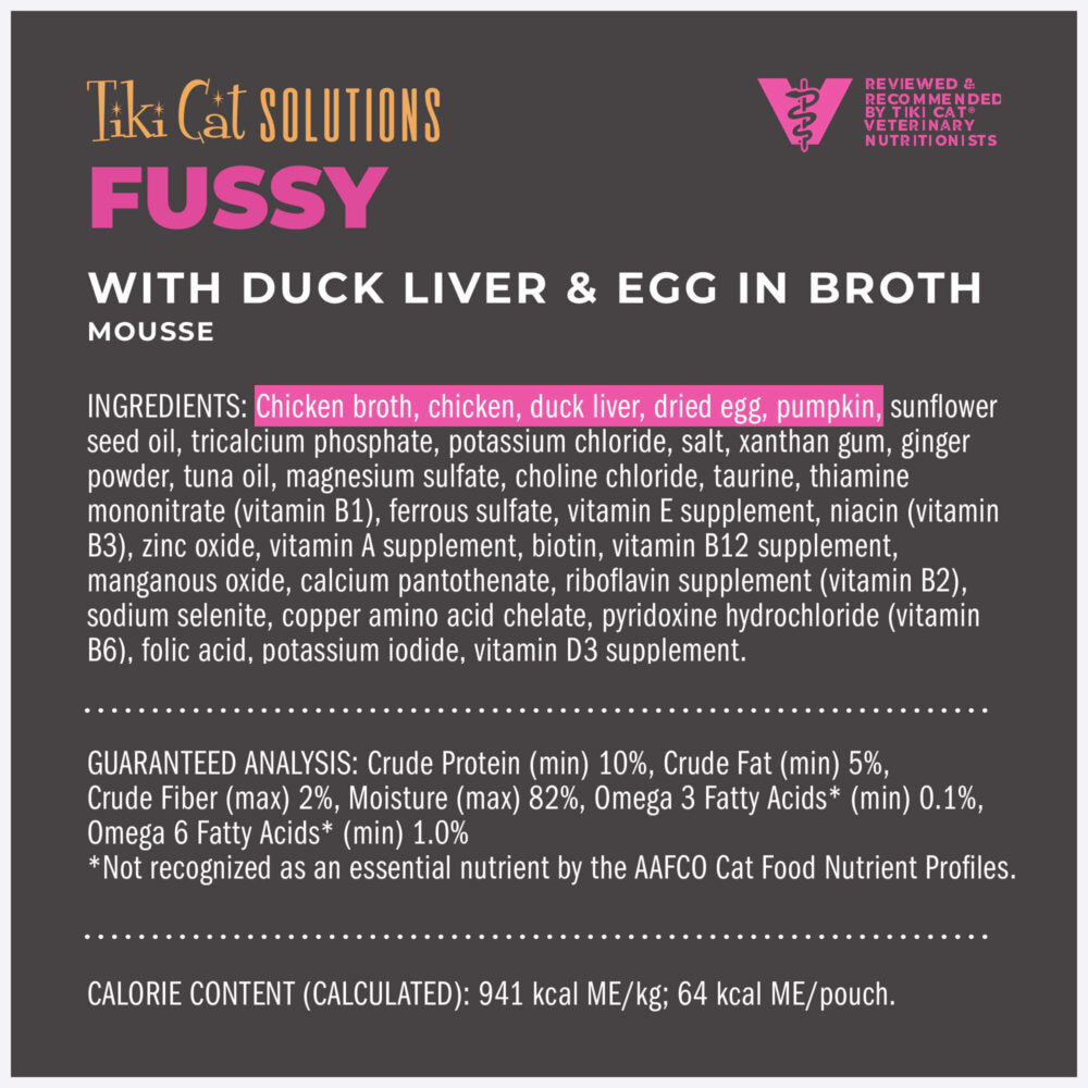 Tiki Cat Solution™ Fussy Duck Liver & Egg Cat Wet Food - 2.4oz