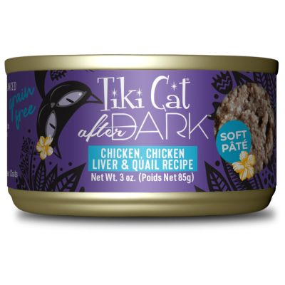 Tiki Cat After Dark Grain Free Soft Pate Chicken, Chicken Liver & Quail Recipe Cat Wet Food - 3oz - Maokids Pet