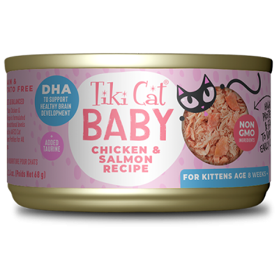 Tiki Cat Baby Kitten Chicken & Salmon Recipe Cat Wet Food - 2.4oz - Maokids Pet