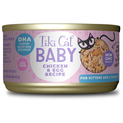 Tiki Cat Baby Kitten Chicken & Egg Recipe Cat Wet Food - 2.4oz - Maokids Pet
