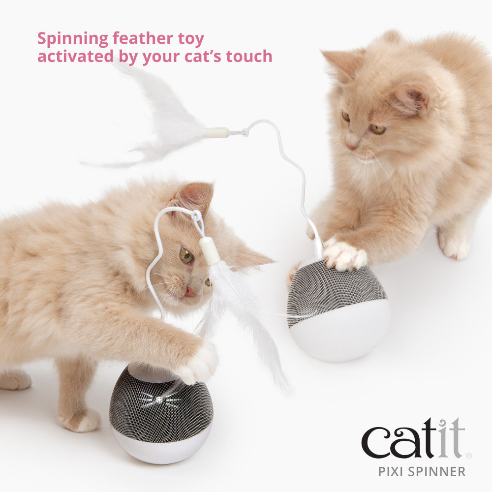 Catit PIXI Spinner - Silver / Blue - Maokids Pet