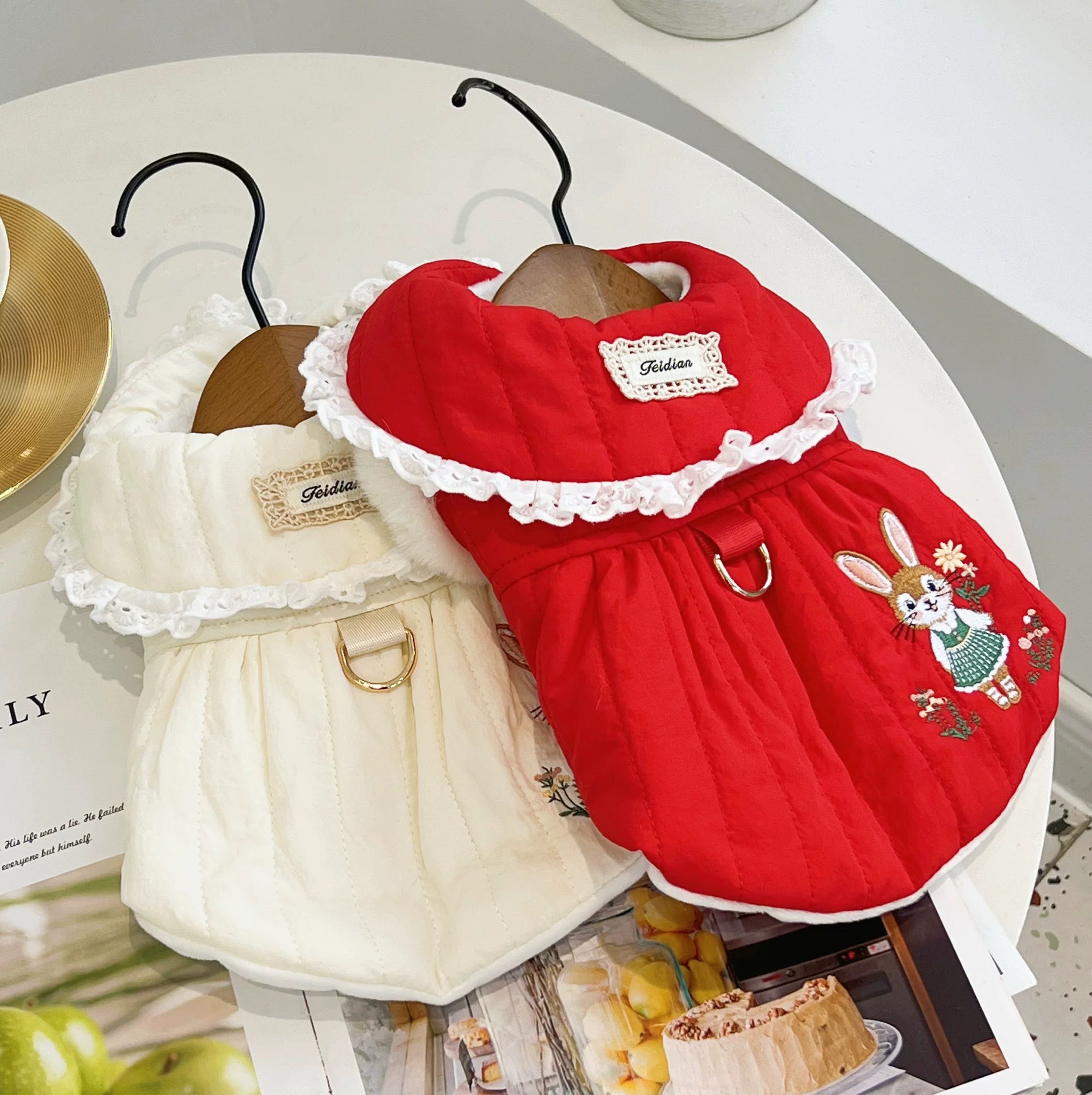 Rabbit Embroidery & Doll Collar Cotton Coat For Dog & Cat - Maokids Pet