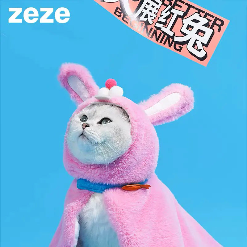 Zeze Fluffy Rabbit-Shaped Pet Cape - Maokids Pet