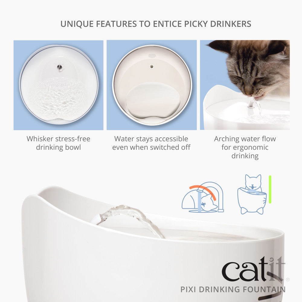 Catit PIXI Stainless Steel Fountain - White - Maokids Pet