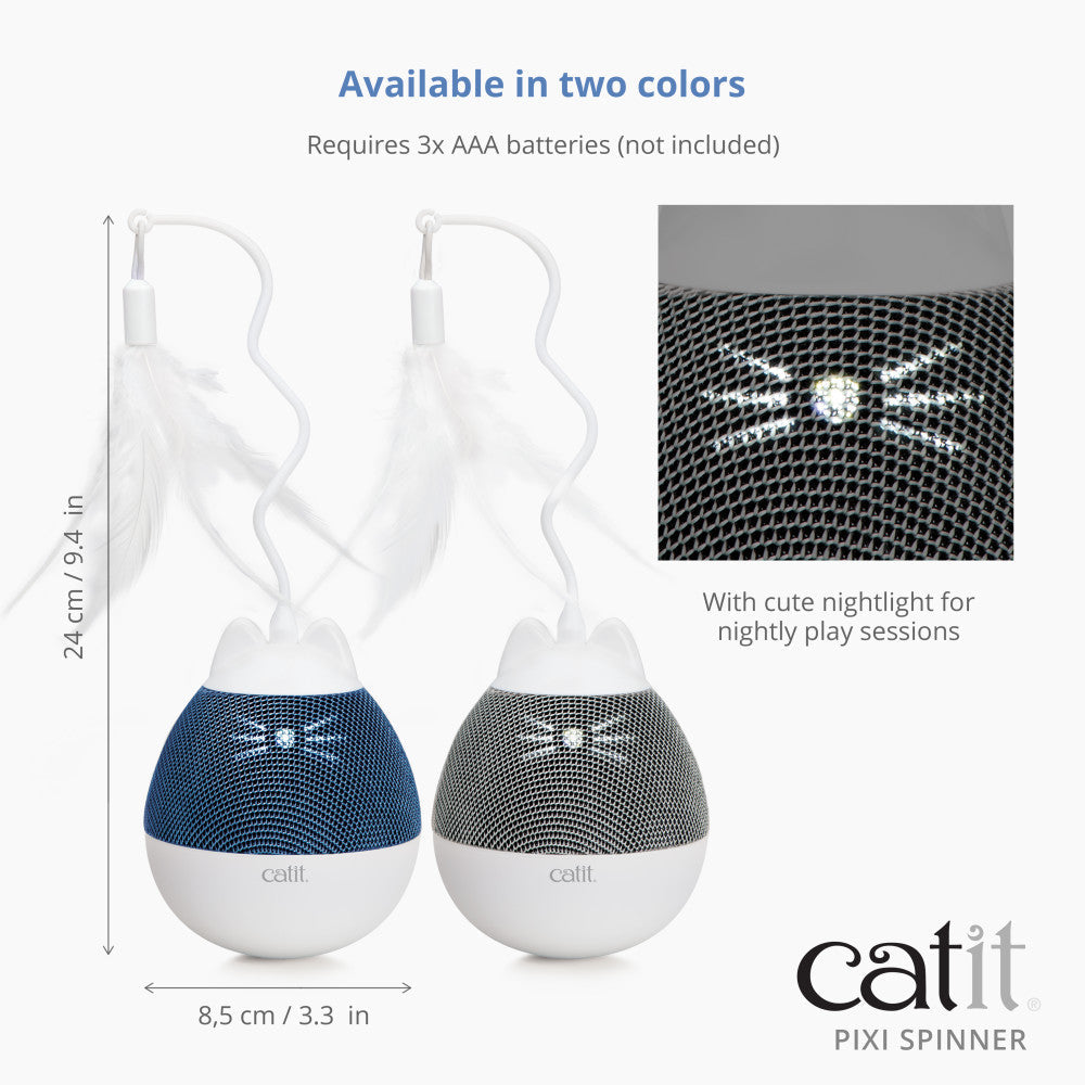 Catit PIXI Spinner - Silver / Blue - Maokids Pet