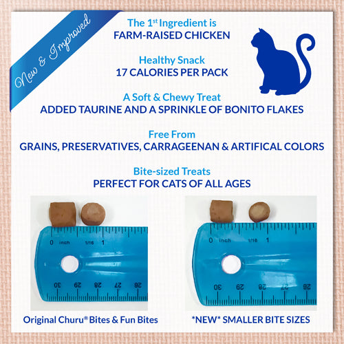 Inaba Churu Fun Bites Cat Treat - Chicken Recipe wraps Tuna with Cheese Recipe - Maokids Pet