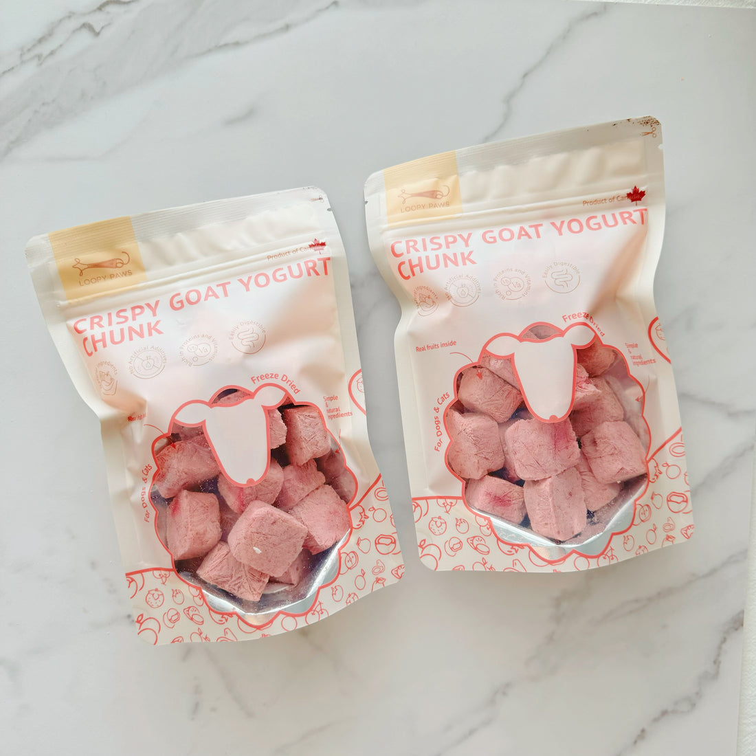 Loopypaws Crispy Goat Yogurt Treats For Cat & Dog - Cranberry - 30g - Maokids Pet