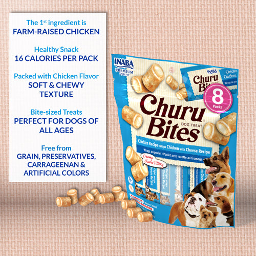 Inaba Churu Bites Dog Treat - Chicken Recipe wraps Chicken with Tuna Recipe - Maokids Pet