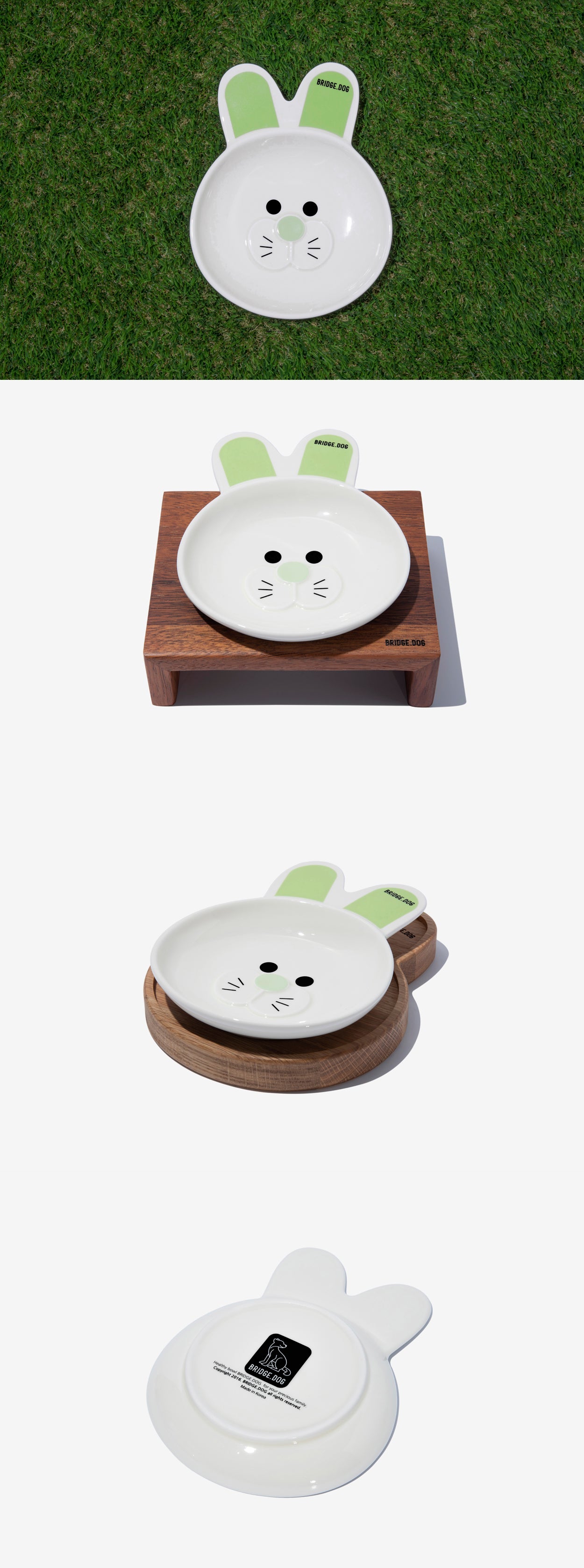 Bridge.Dog Bunny Dish(Milk White)- Green - Maokids Pet