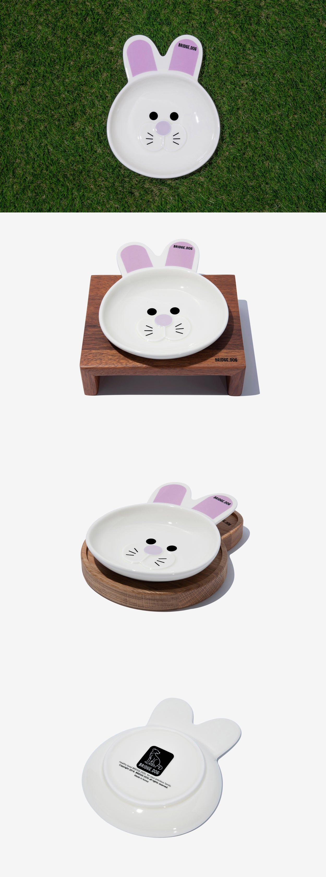 Bridge.Dog Bunny Dish(Milk White)- Purple - Maokids Pet