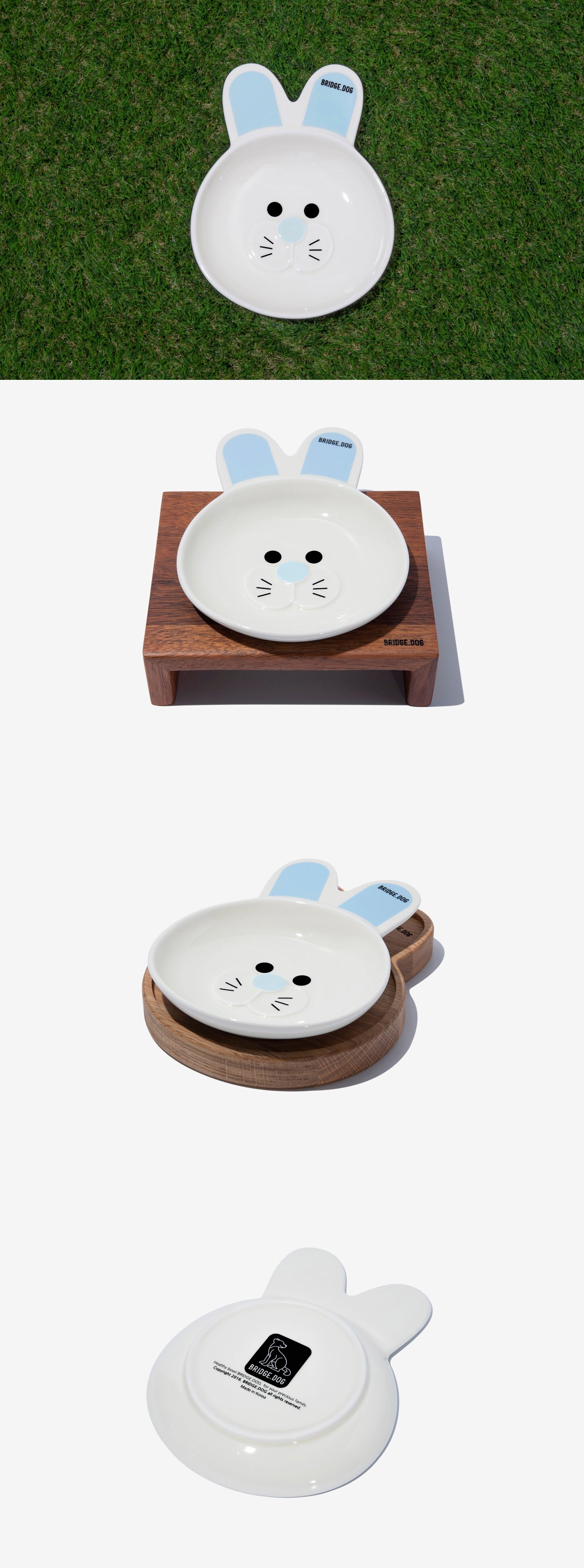 Bridge.Dog Bunny Dish(Milk White)- Blue - Maokids Pet